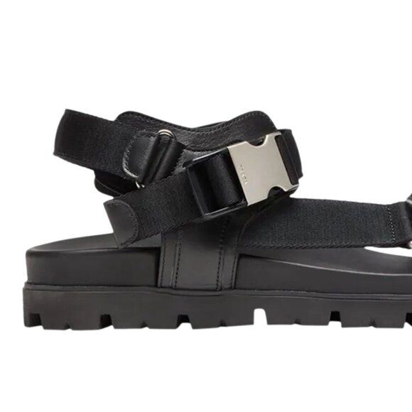 Prada‎ Nastro Black Canvas and Leather Tape Men\'s Sandal, 10.5 - - 2x3055 main image 15